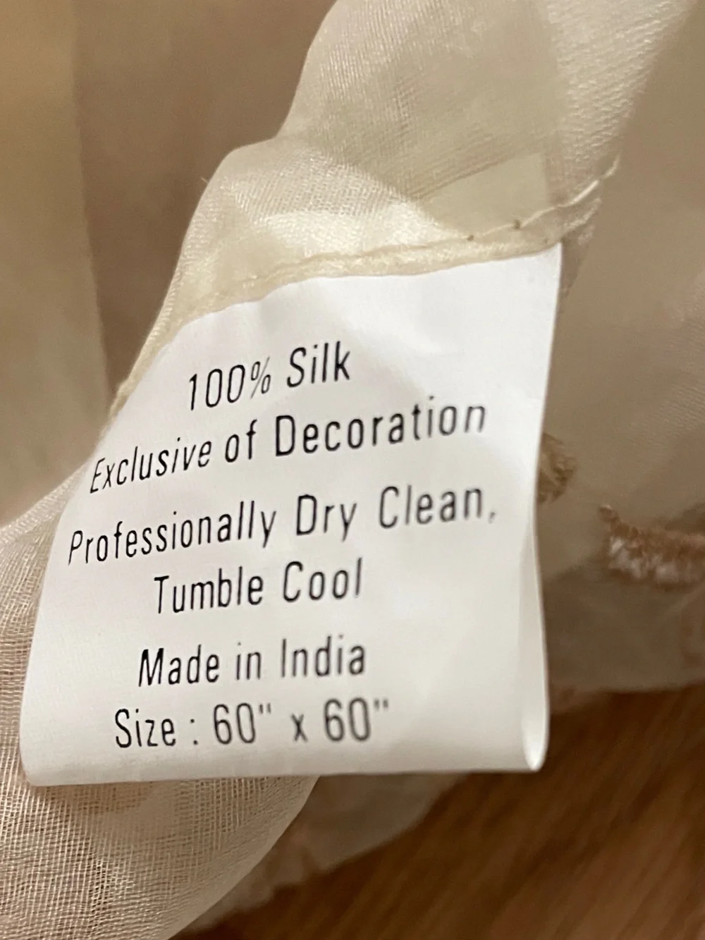 100% Pure Silk Large 60x60 Square Tablecloth Overlay OR Luxury Shawl Scarf